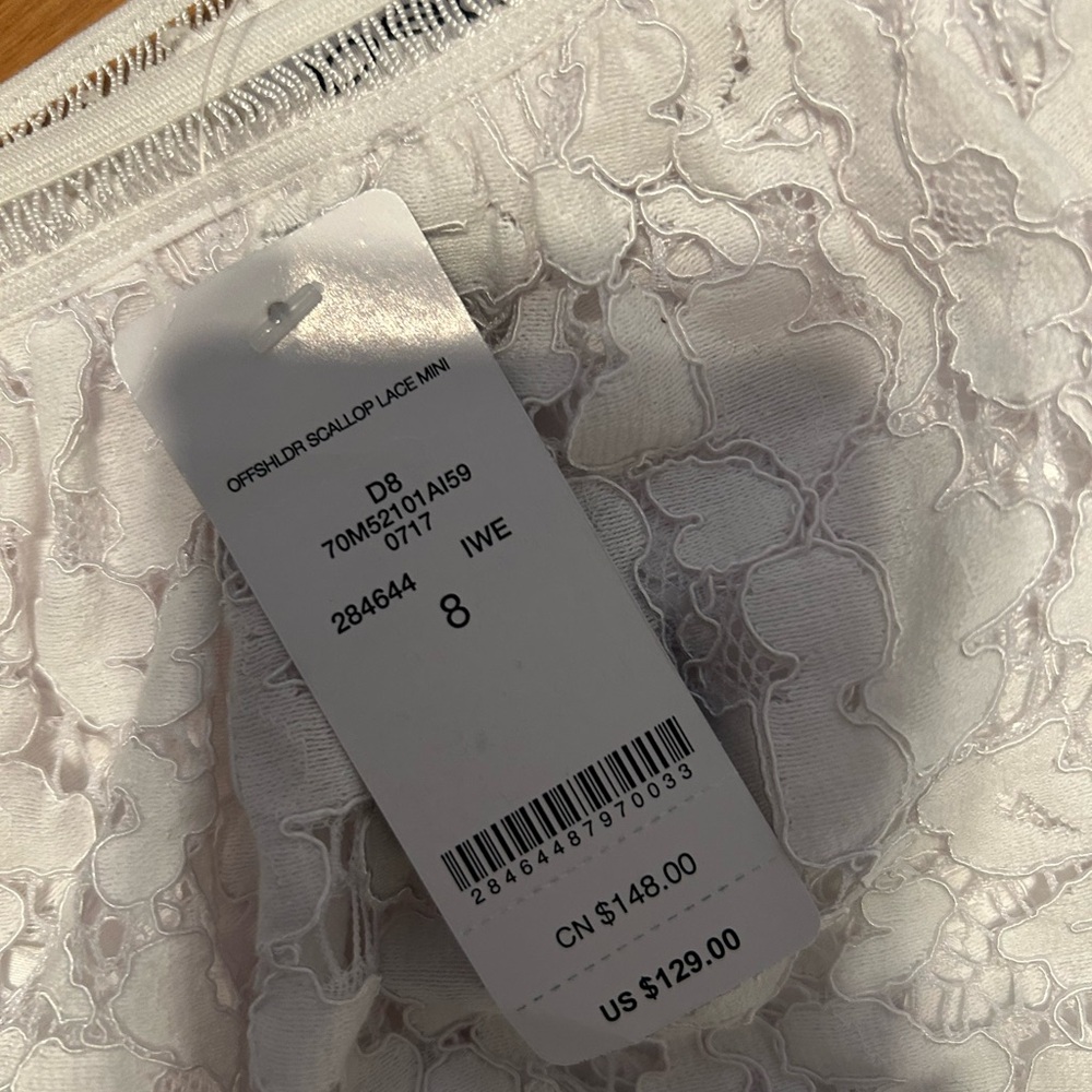 Bebe NWT Elegant White Lace Off-Shoulder Dress - Picture 2 of 5